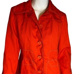 Vintage 60s/70s Sharpee Red Coat with Decorative Stitching Size Small